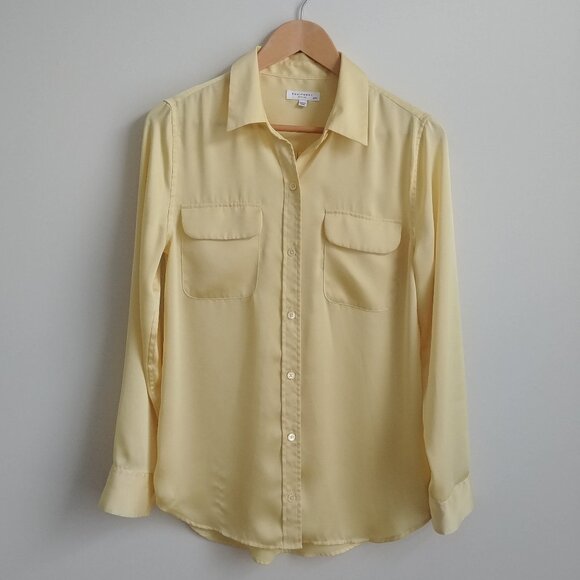 Equipment Femme silky satin yellow button down blouse top Medium - Picture 1 of 15